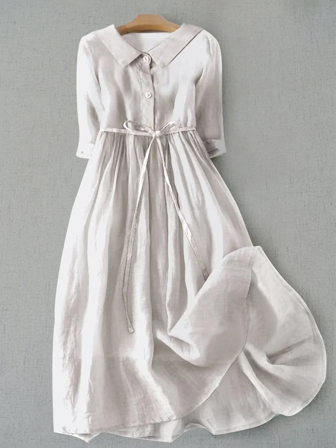 Lux | Vestido elegante de manga corta con cordones en la cintura