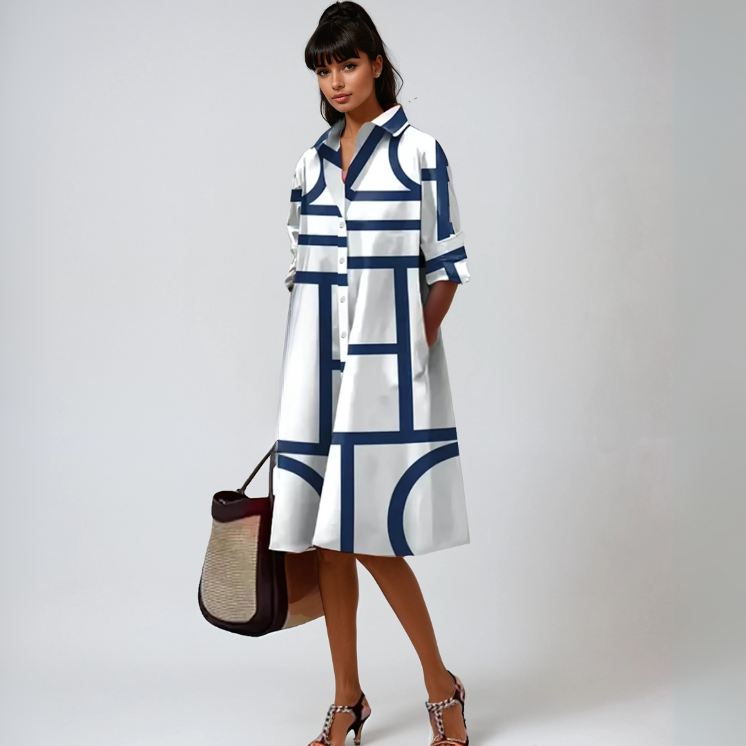 Lluvy | Vestido midi con estampado geométrico
