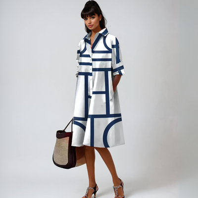Lluvy | Vestido midi con estampado geométrico