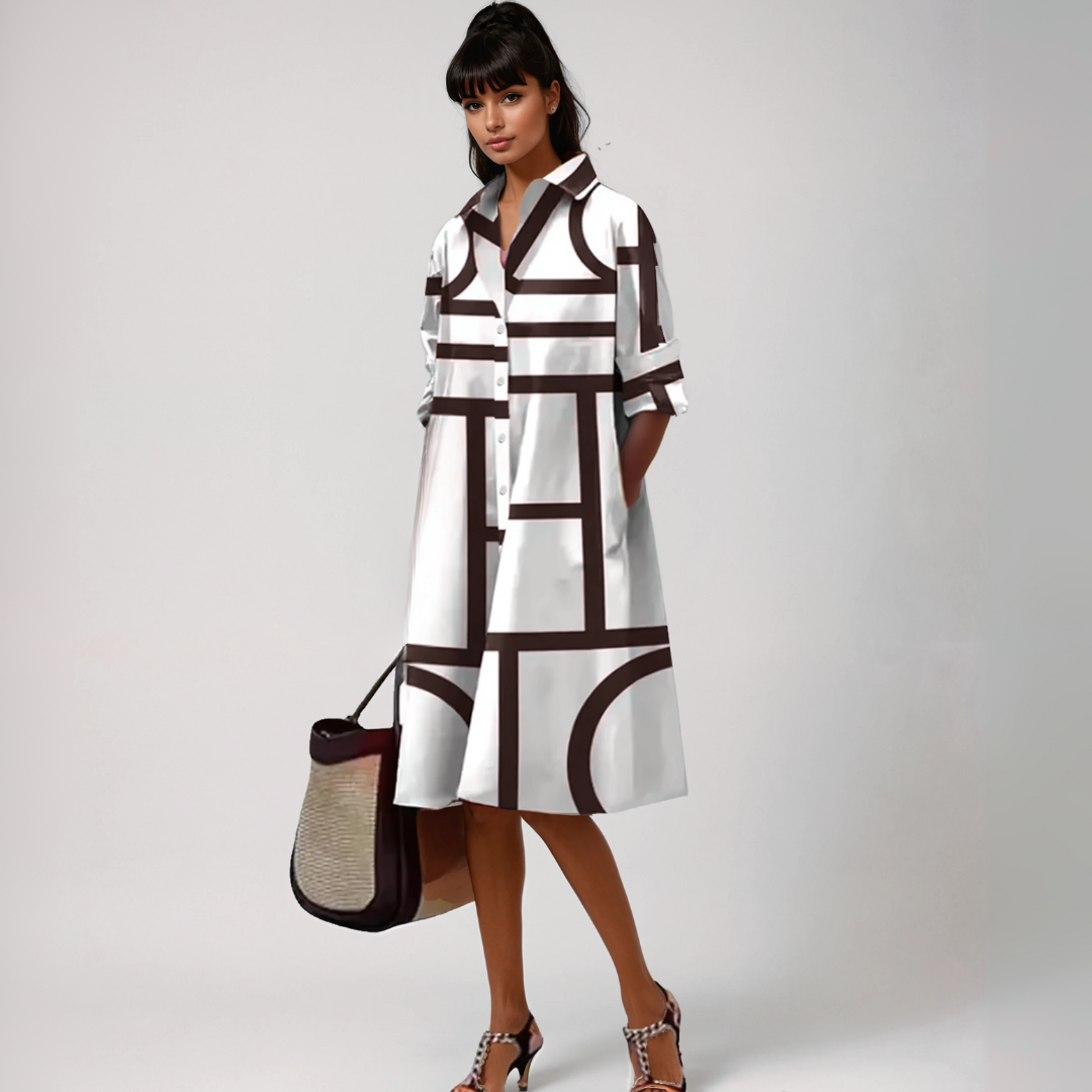 Lluvy | Vestido midi con estampado geométrico