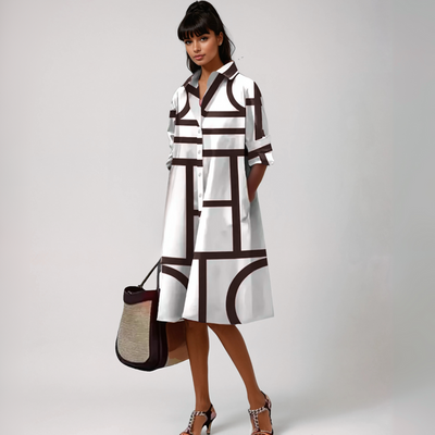 Lluvy | Vestido midi con estampado geométrico