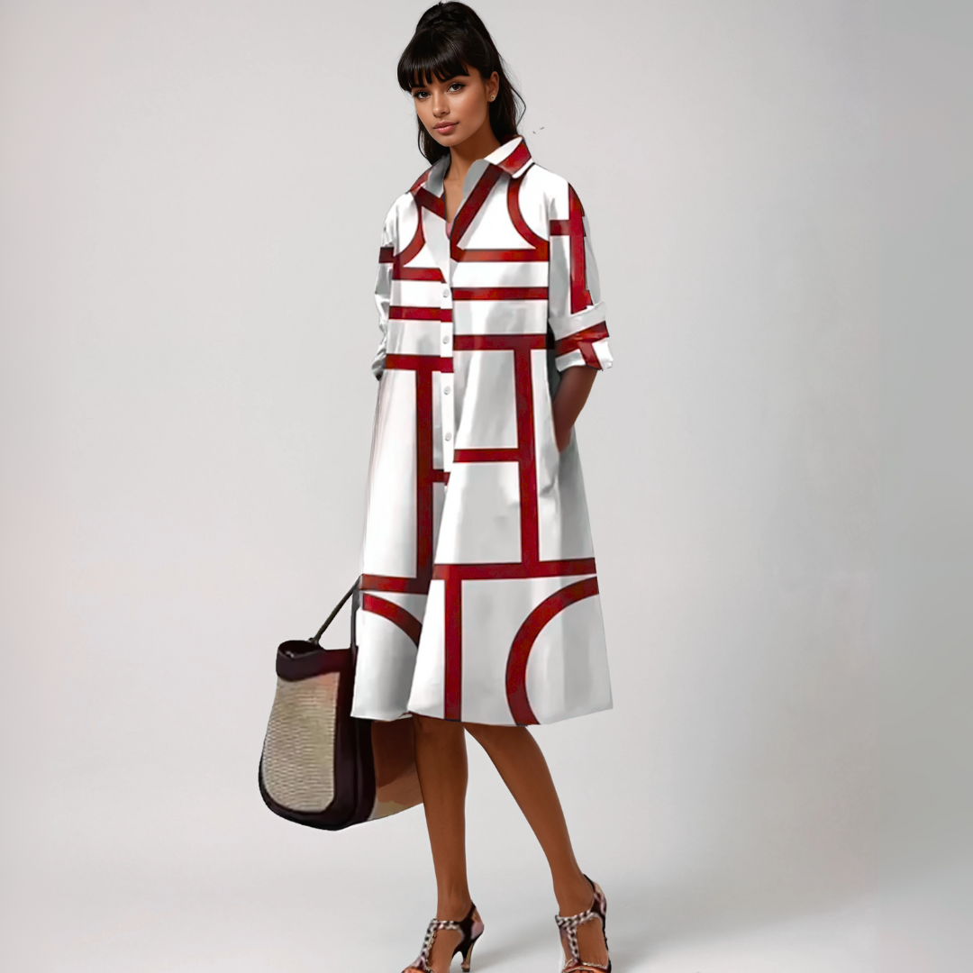 Lluvy | Vestido midi con estampado geométrico