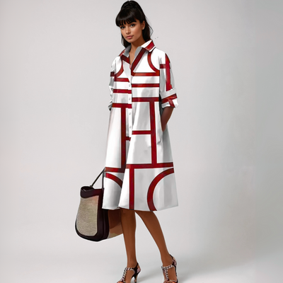 Lluvy | Vestido midi con estampado geométrico