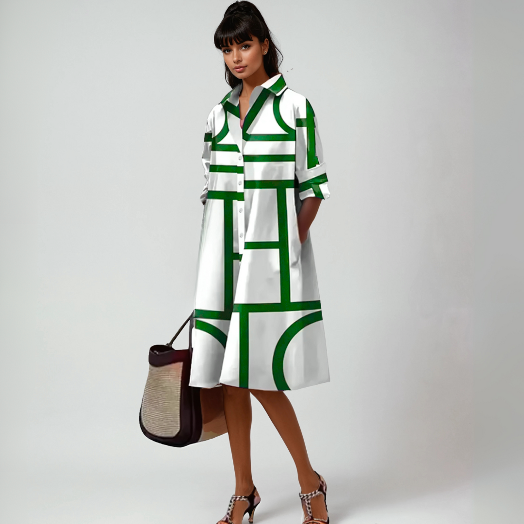 Lluvy | Vestido midi con estampado geométrico