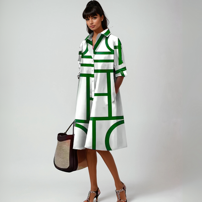 Lluvy | Vestido midi con estampado geométrico