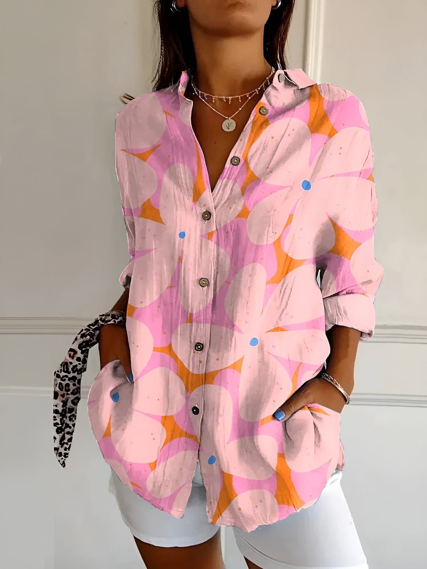 Joie - Blusa con estampado floral y botones