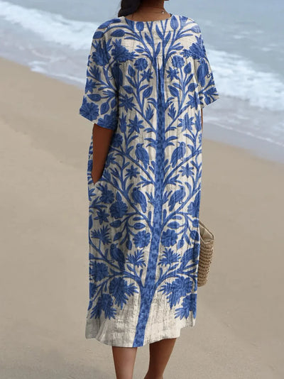 Chica | Vestido azul bordado